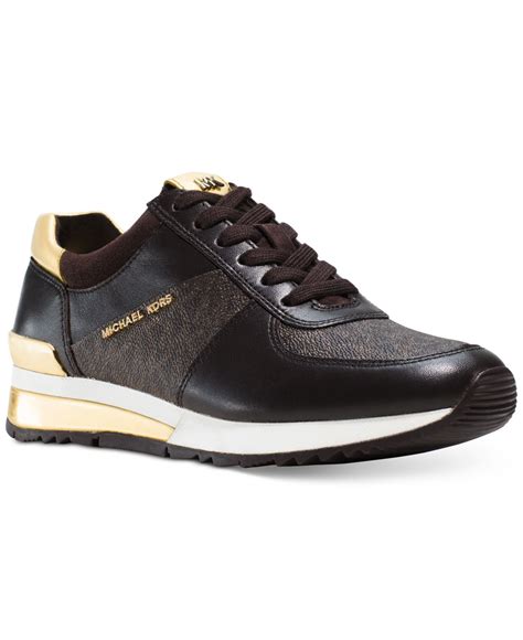 buy michael kors allie trainer black sneakers|allie stride leather trainer.